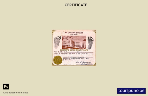 lista para imprimir plantilla de certificado de nacimiento del hospital St. Fran